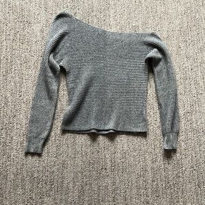 American Eagle off-the-shoulder sweater, gray, size S.